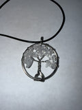White Natural Agate Tree of Life Circle Necklace on 18" Faux Leather Cord – Boho Spiritual Pendant Gift