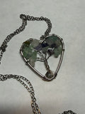 Teal and Purple Natural Agate Tree of Life Heart Necklace on 18" Silver plated Necklace – Boho Spiritual Pendant Gift