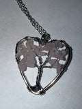 Pink Natural Agate Tree of Life Heart Necklace on 18" Silver plated Necklace – Boho Spiritual Pendant Gift