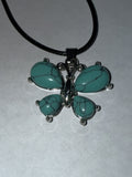 Turquoise Butterfly Pendant Necklace on 18" Faux Leather Cord – Boho Pendant