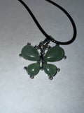 Green Aventurine Butterfly Pendant Necklace on 18" Faux Leather Cord – Boho Pendant
