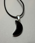 Black Crescent Moon Pendant Necklace – 18" Faux Leather Cord | Minimalist Celestial Jewelry | Gothic Moon Charm