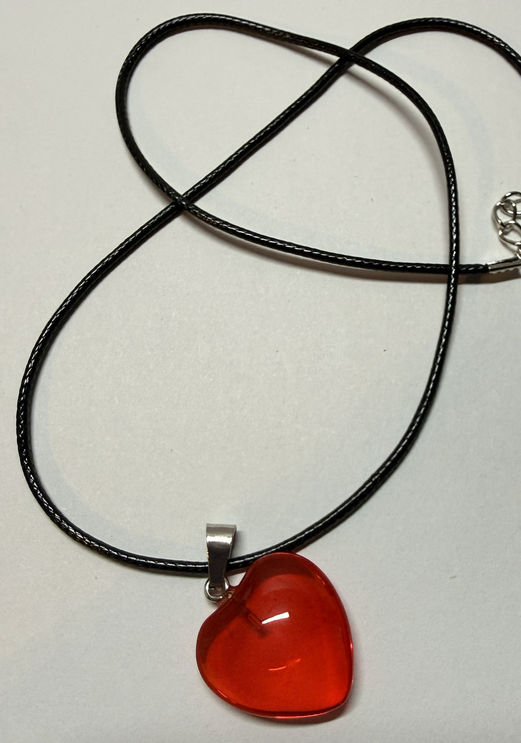 Red Heart Pendant Necklace – 18" Faux Leather Cord | Romantic Love Jewelry | Cute Everyday Gift