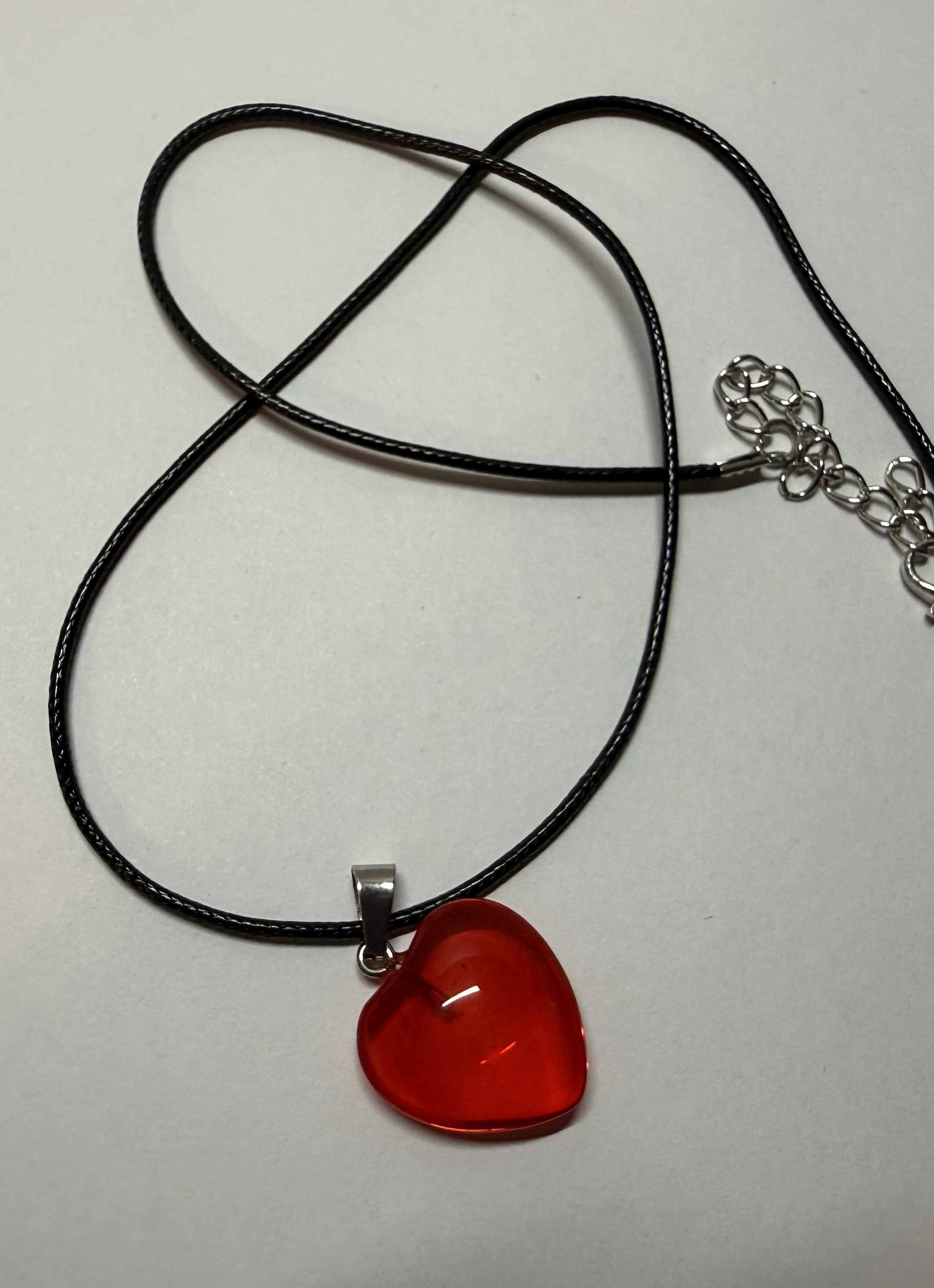 Red Heart Pendant Necklace – 18" Faux Leather Cord | Romantic Love Jewelry | Cute Everyday Gift