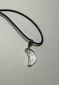 Clear Crescent Moon Pendant Necklace – 18" Faux Leather Cord | Celestial Minimalist Jewelry | Moon Lover Gift