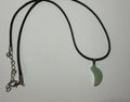 Green Crescent Moon Pendant Necklace – 18" Faux Leather Cord | Celestial Nature Jewelry | Boho Moon Charm
