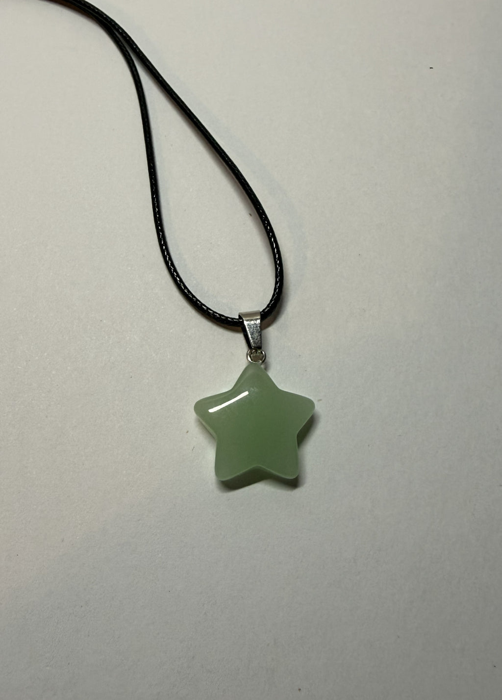 Glow Green Star Pendant Necklace – 18" Faux Leather Cord | Cute Celestial Jewelry | Kawaii Star Charm