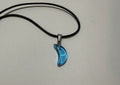 Blue Crescent Moon Pendant Necklace – 18" Faux Leather Cord | Celestial Moon Jewelry | Cute Minimalist Gift