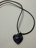 Deep Purple Heart Pendant Necklace – 18" Faux Leather Cord | Romantic Heart Jewelry | Minimalist Gift for Her