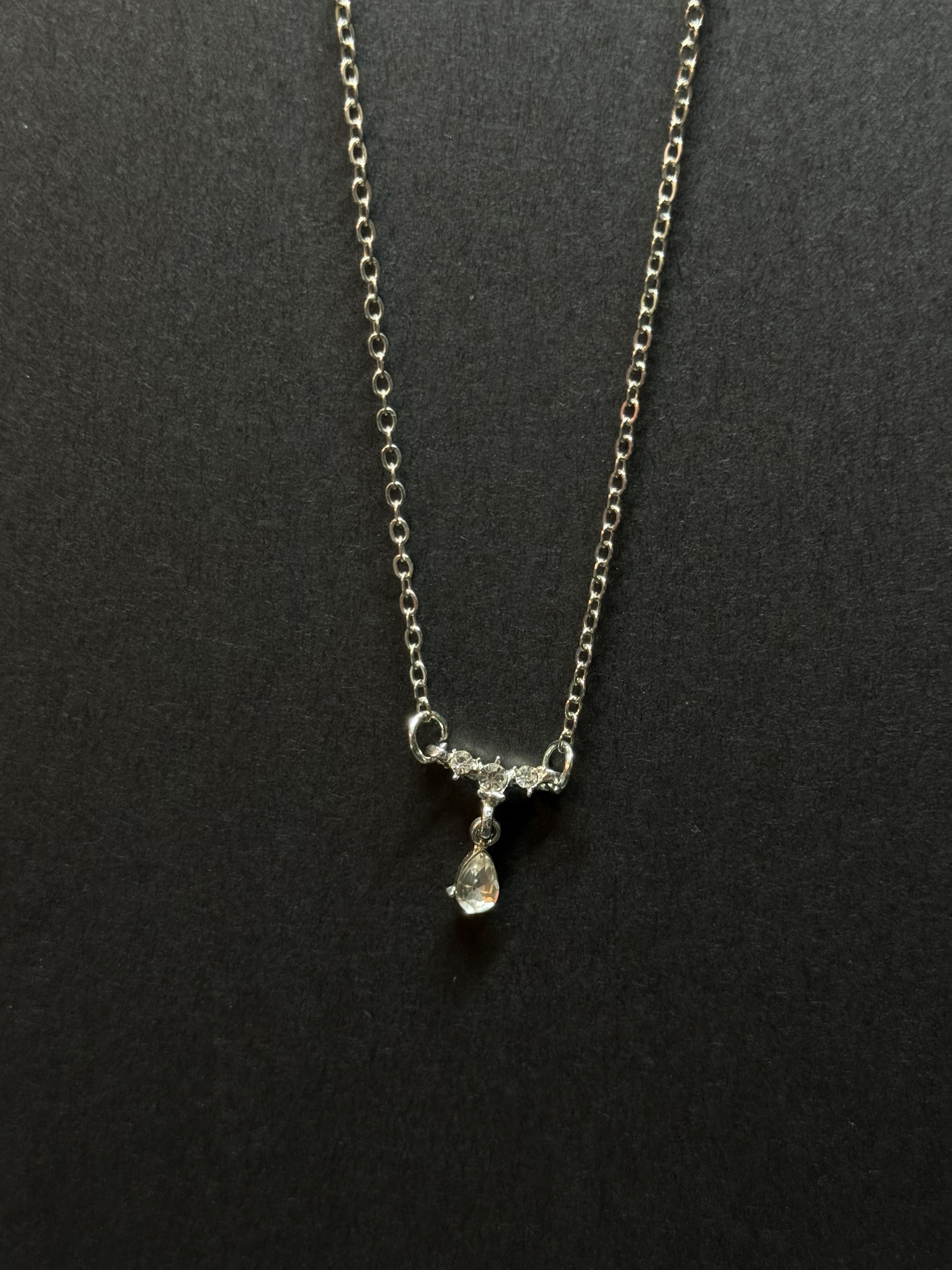 Dainty Crystal Drop Necklace – 18” Chain