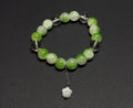 Green Beaded Floral Charm Bracelet – Stretch Fit