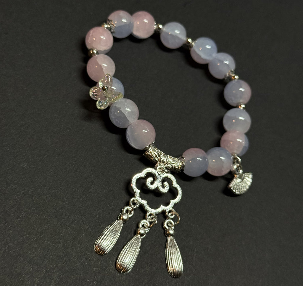 Pink and Blue Pastel Beaded Charm Bracelet – Stretch Fit