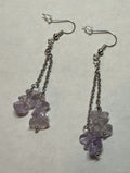 Lavender Stone Dangle Earrings – Silver Tone Chain Drop Earrings