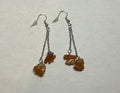 Amber Orange Stone Dangle Earrings – Silver Chain Drop Earrings